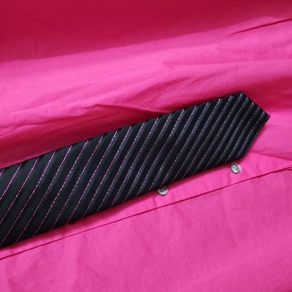 Men's XL 17.5 34-35 Hot Pink Dress Shirt & Tie - Picture 4 of 4